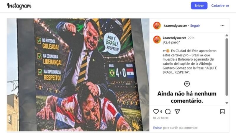 Flávio Bolsonaro repudia uso “criminoso” da imagem do pai em painel no Paraguai