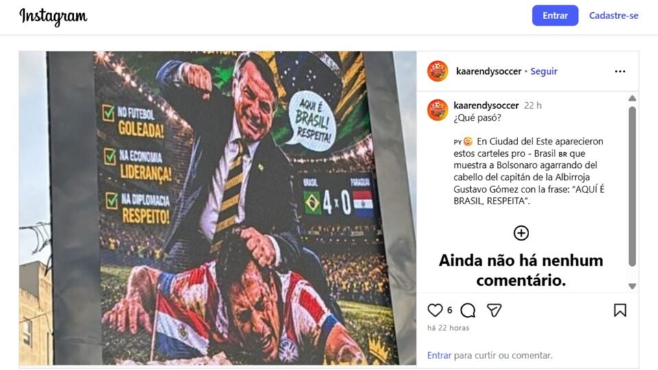 Flávio Bolsonaro repudia uso “criminoso” da imagem do pai em painel no Paraguai