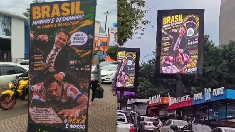 Após confusão causada por montagem de Bolsonaro agredindo jogador do Paraguai, painéis na fronteira com o Brasil são desativados