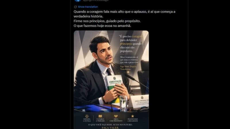 Messias publica mensagem motivacional com imagem criada por IA