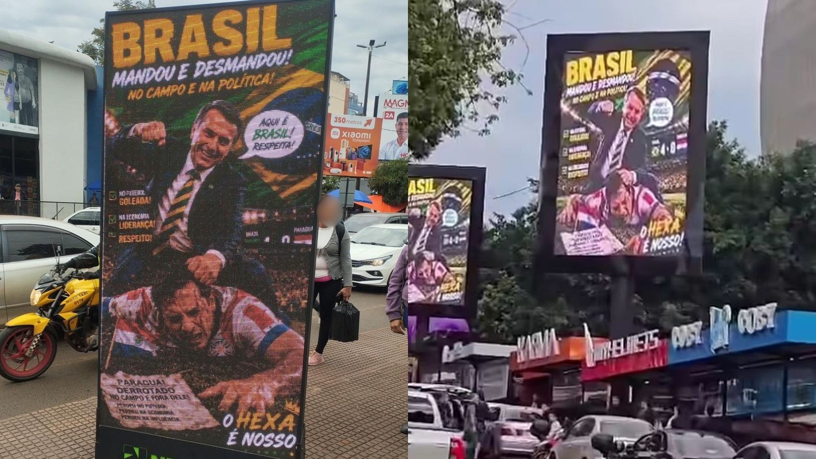 Após confusão causada por montagem de Bolsonaro agredindo jogador do Paraguai, 57 painéis publicitários na fronteira com o Brasil são desativados