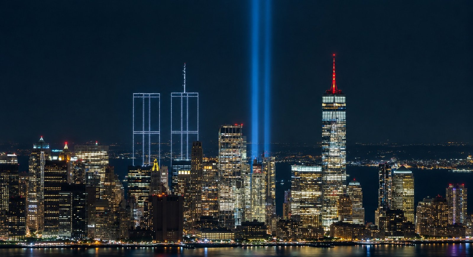Drones formam silhueta das Torres Gêmeas em Nova York em homenagem aos 25 anos do 11 de setembro; veja vídeo
