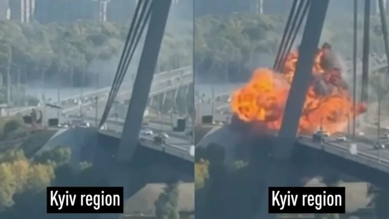 VÍDEO: drone russo atinge ponte movimentada em Kiev; 2 ficam feridos