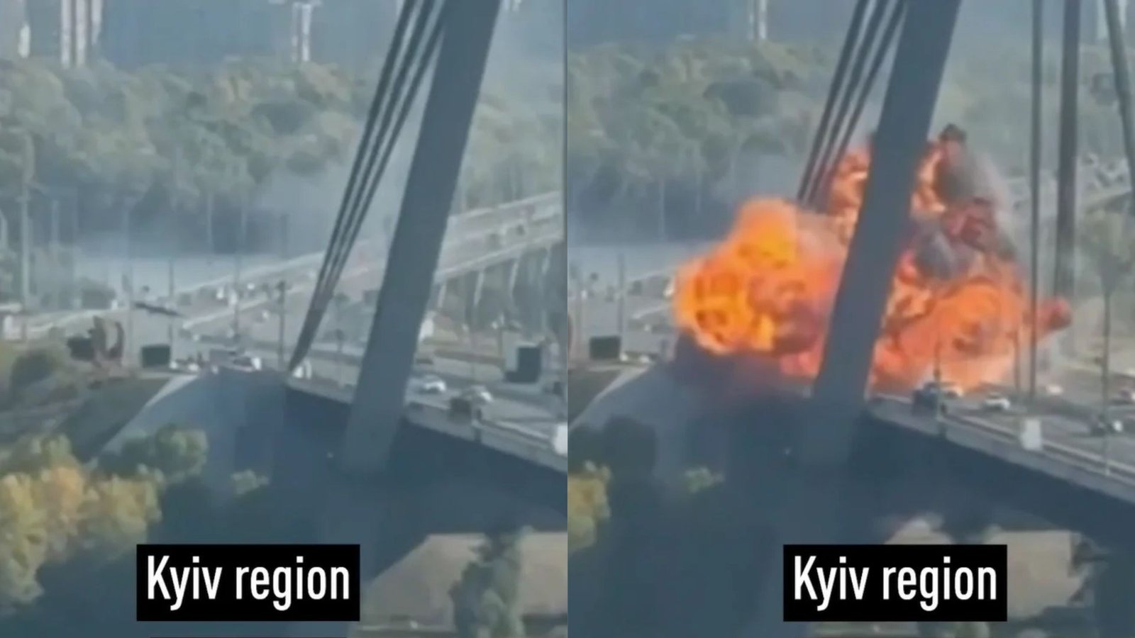 VÍDEO: drone russo atinge ponte movimentada em Kiev; 2 ficam feridos